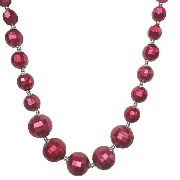 Elegant Pink Sparkling Hexagonal Bead Necklace Handmade Statement Jewelry - Picture 1 of 4